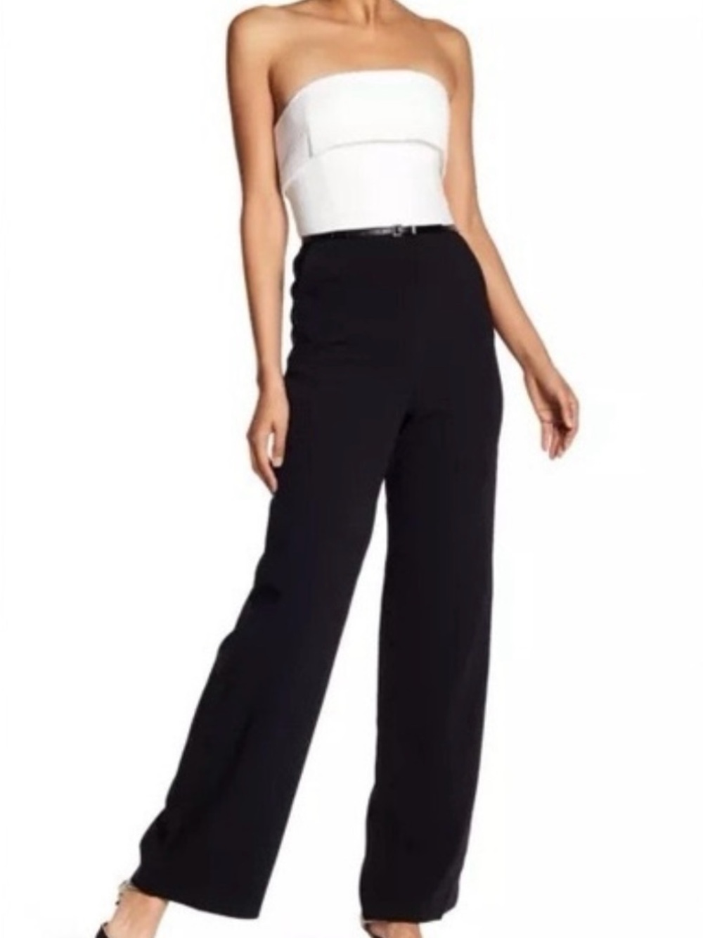 NWT Ted Baker Strapless Textured Color Blocked Kiyes Wide Leg Business Jumpsuit
